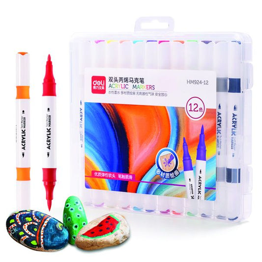 סט טושים אקריליים דו צדדים 24 יח deli