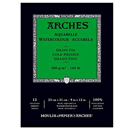 בלוק לצבעי מים עדין כבישה קרה 100% כותנה arches watercolour fine 300gr 4a