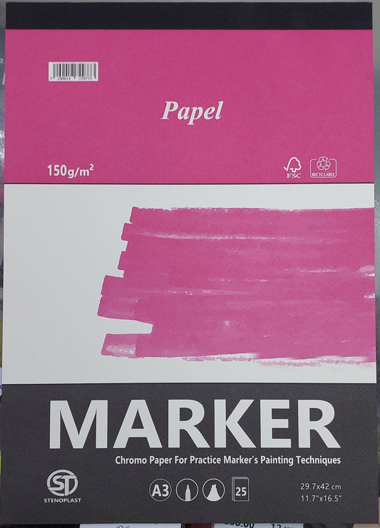 A3סטנופלסט בלוק למרקרים 25 דפים