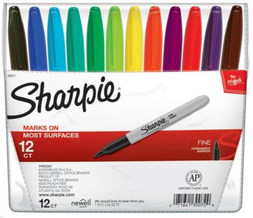 טוש פרמננטי 12 סט יח שרפי sharpie permanent marker set 12 pcs