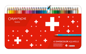 סט 40 עפרונות קרנדש swisscolor aquarelle caran d'Ache 128540