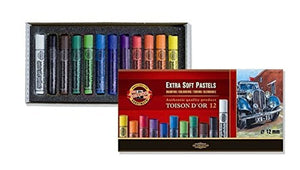 סט פסטל יבש אקסטרה סופט קוהינור 12 יח koh-i-noor extra soft pastels 12pcs