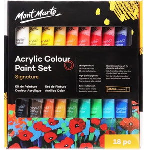 סט אקריל 18 גוונים 36 מ"ל mont marte acrylic 18 color paint set