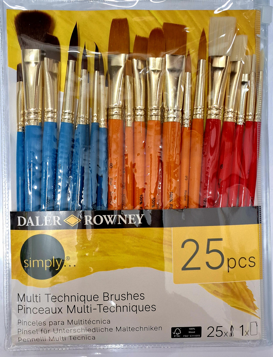 סט 25 מכחולים לטכניקות שונות דאלר ראוני daler rowney multi technique 25 brushes 720025