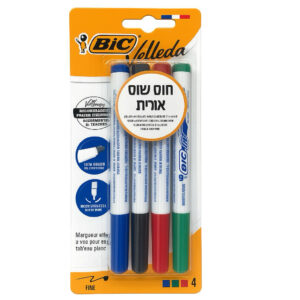 סט 4 טושים מחיקים דקים ביק bic velleda 4 whiteboard markers