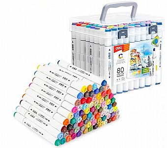 סט 80 טוש אלכוהולי דו צדדיים דאלי deli artist's markers 80 colours duble side