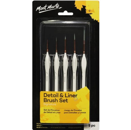 סט מכחולי ליינר 5יח מונט מרט mont marte detail liner brush set bmhs0034