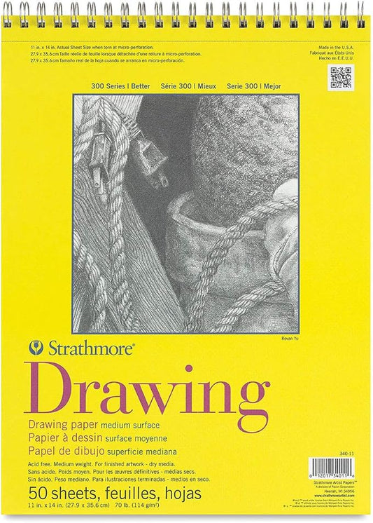 בלוק הדפס 22.9/30.5 סמ ספירל  114 גר סטרסמור strathmore printmaking 25 sheets 114 gr