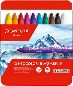 צבעי פסטל אקוורל קרנדש 10 caran d'ache 10 neocolor 2 aquarwlle 7500