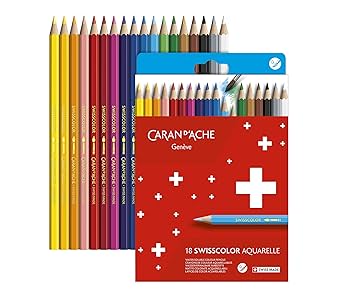 סט 12 עפרונות קרנדש swisscolor aquarelle caran d'Ache 128518