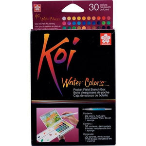 סט 18 צבעי מים בקוביות koi water colors 18 pocket field sketch box