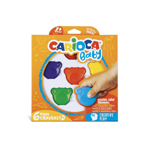 צבעי תינוקות סט דובונים  6 צבעים  carioca baby 6 teddy crayons