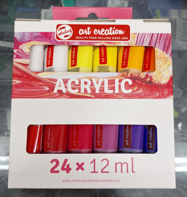 סט צבעי אקריליק 24 יחידות של טאלנס talens set acrylic 24x12ml