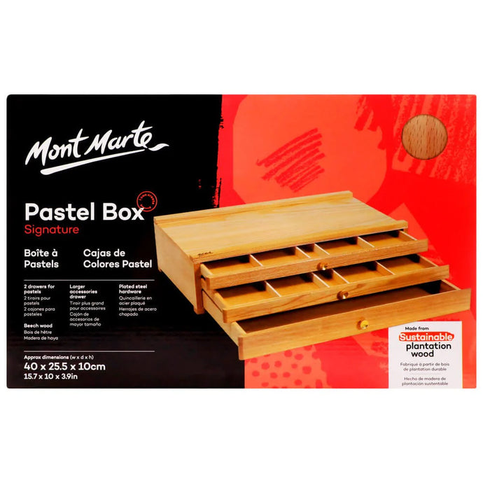 קופסת עץ לאחסון צבעי פסטל מונט מרט mont marte pastel box mea0008