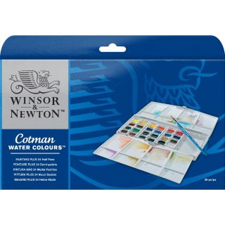 סט צבעי מים 24 חצאי קוביות קוטמן winsor&newton watercolor 24 half pan set