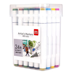 סט 24 טושים אלכוהולים דו צדדיים דאלי deli artist's markers 24 colours duble side