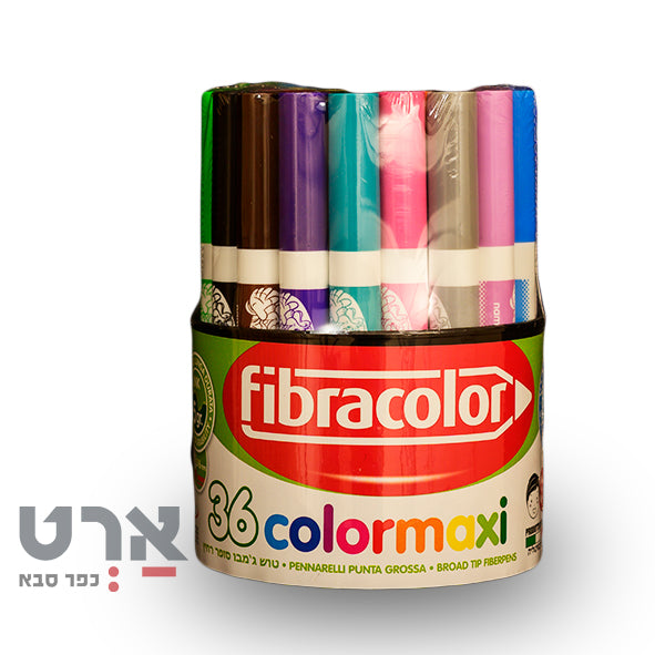 כוס טושים 36 יח 12 גוונים לילדים fibrafolor colormaxi 36