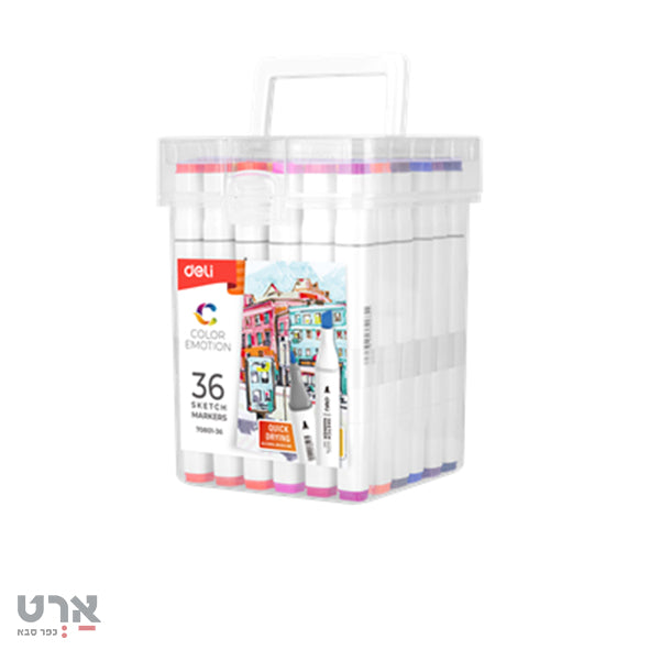 סט 36 טושים אלכוהולים דו צדדיים דאלי deli artist's markers 36 colours duble side