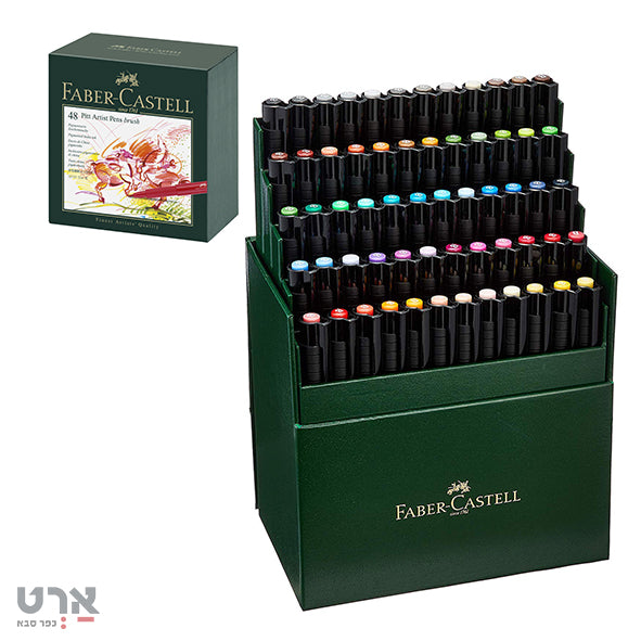 סט 48 טושי מכחול פיט פאבר קסטל faber castell 48 pit artistpens brush 167148