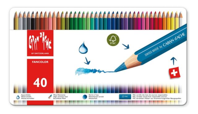 סט 40 עפרונות קרנדש fancolor caran d'Ache 128840