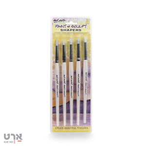 סט 5 מכחולי גומי לציור ועיצוב מונט מרט mont marte 5 pcs set paint and sculpt bmhs0005