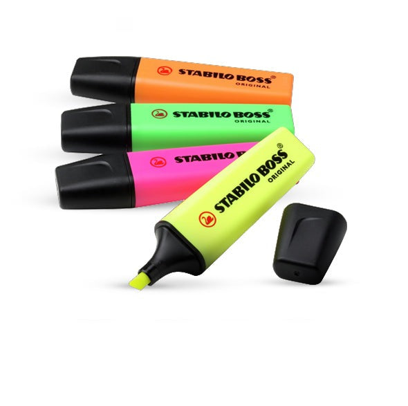 סט 4 מדגשים סטבילו בוס stabilo boss fluorescent marker4 colors