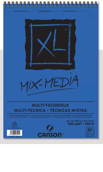 XL® MIX-MEDIA300 גרם 15 דףA5 בלוק רב תכליתי canson