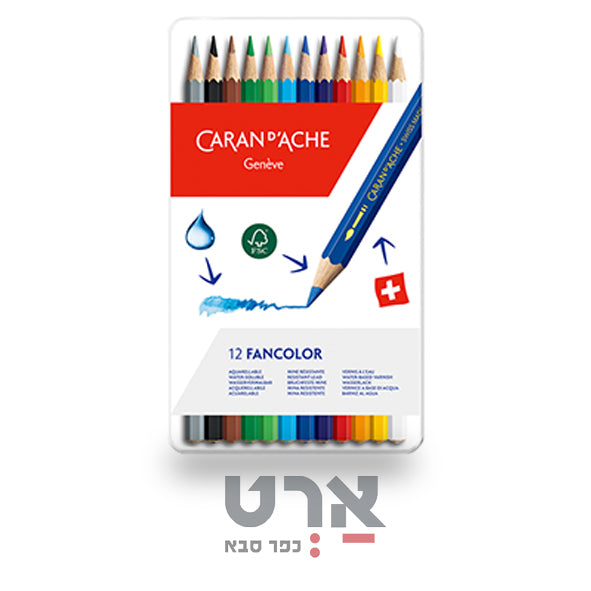 סט 12 עפרונות קרנדש fancolor caran d'Ache