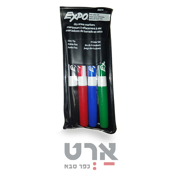 סט 4 טושים ללוח מחיק דקים expo dry erase low odor ink