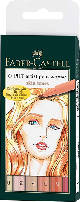 סט 6 טושי מכחול גווני עור פאבר קסטל pitt light skin tones Faber castell 167162
